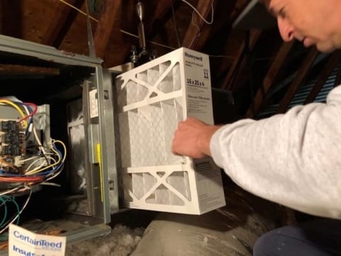 Replacing a 4 inch filter in a customer's HVAC system