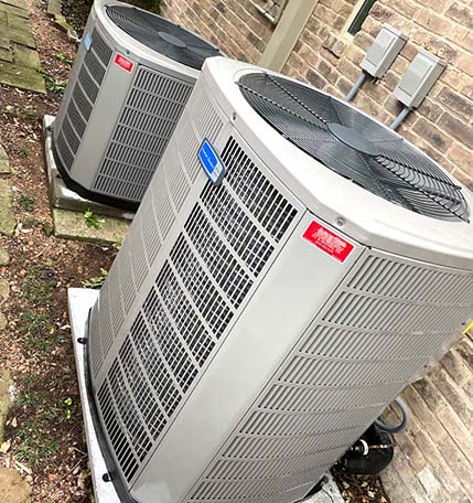An installation of a brand new American Standard HVAC system.